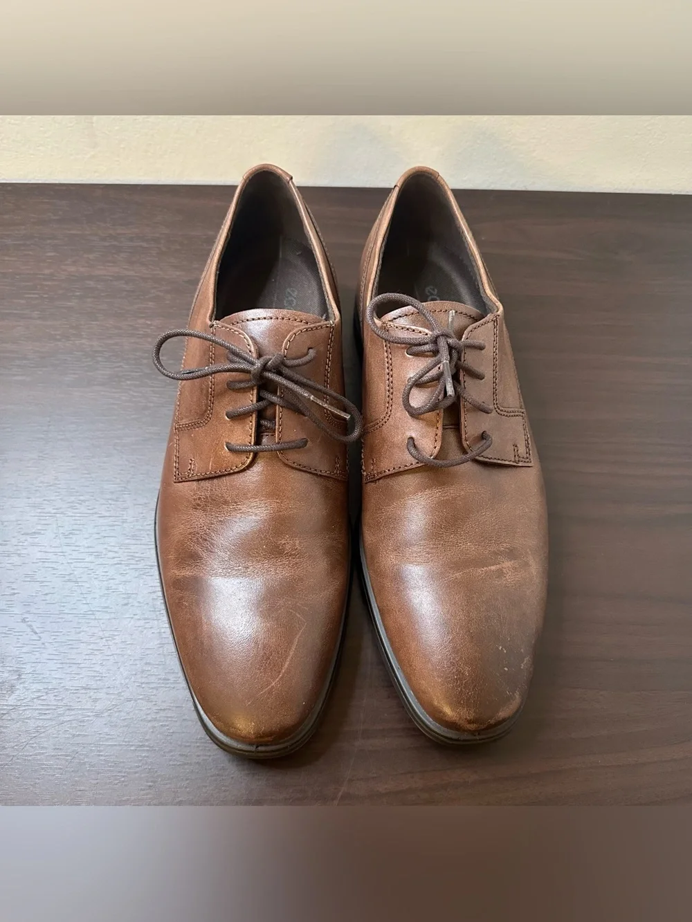 ECCO Queenstown Brown Leather Lace-Up Derby Oxford Shoes Size EU 44 US 10-10.5